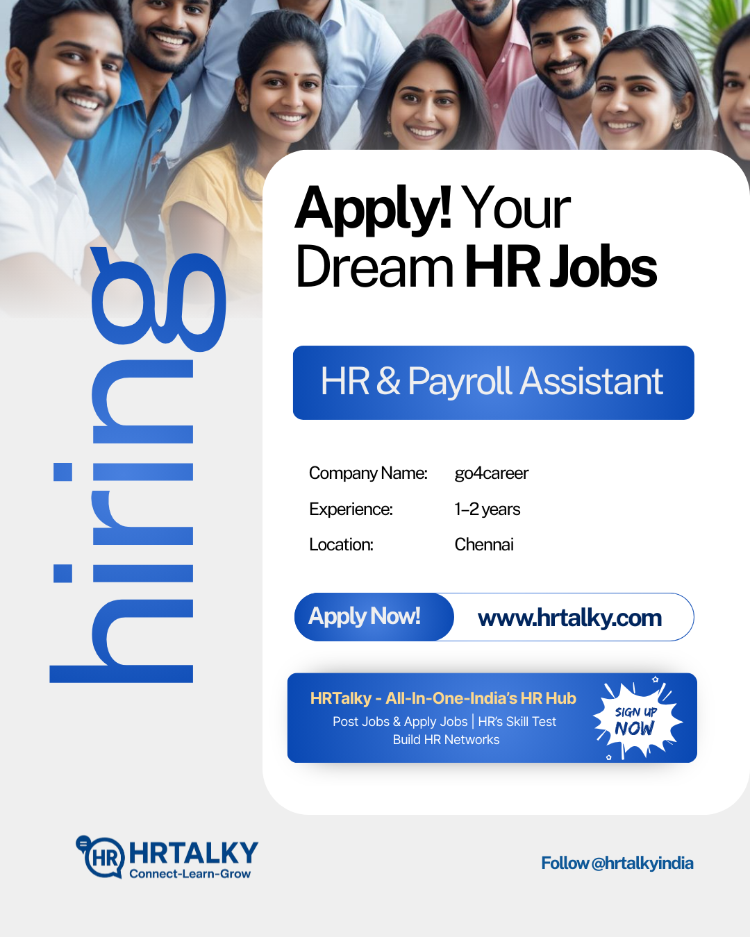 HR & Payroll Assistant Job in Chennai | go4career | Apply on HRTalky.com