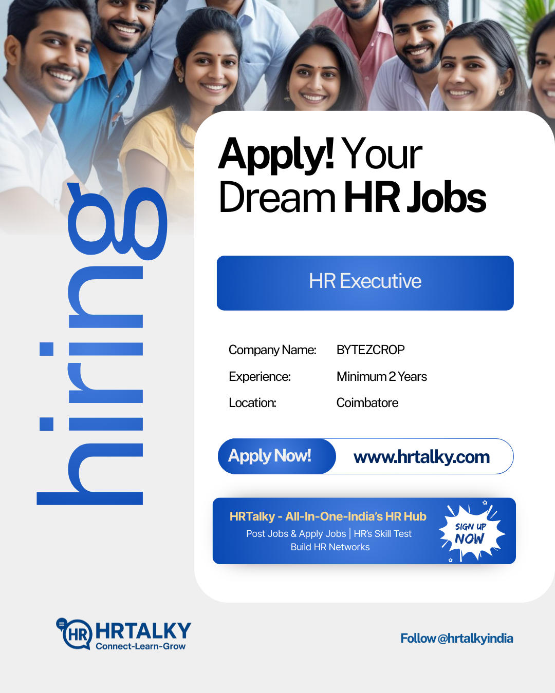 HR Executive job in chennai /  apply  on hrtalky.com