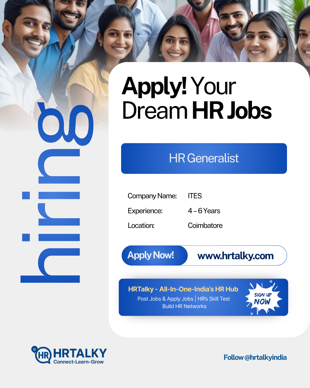  HR Generalist Job in Coimbatore | ITES/BPO | Apply on HRTalky.com