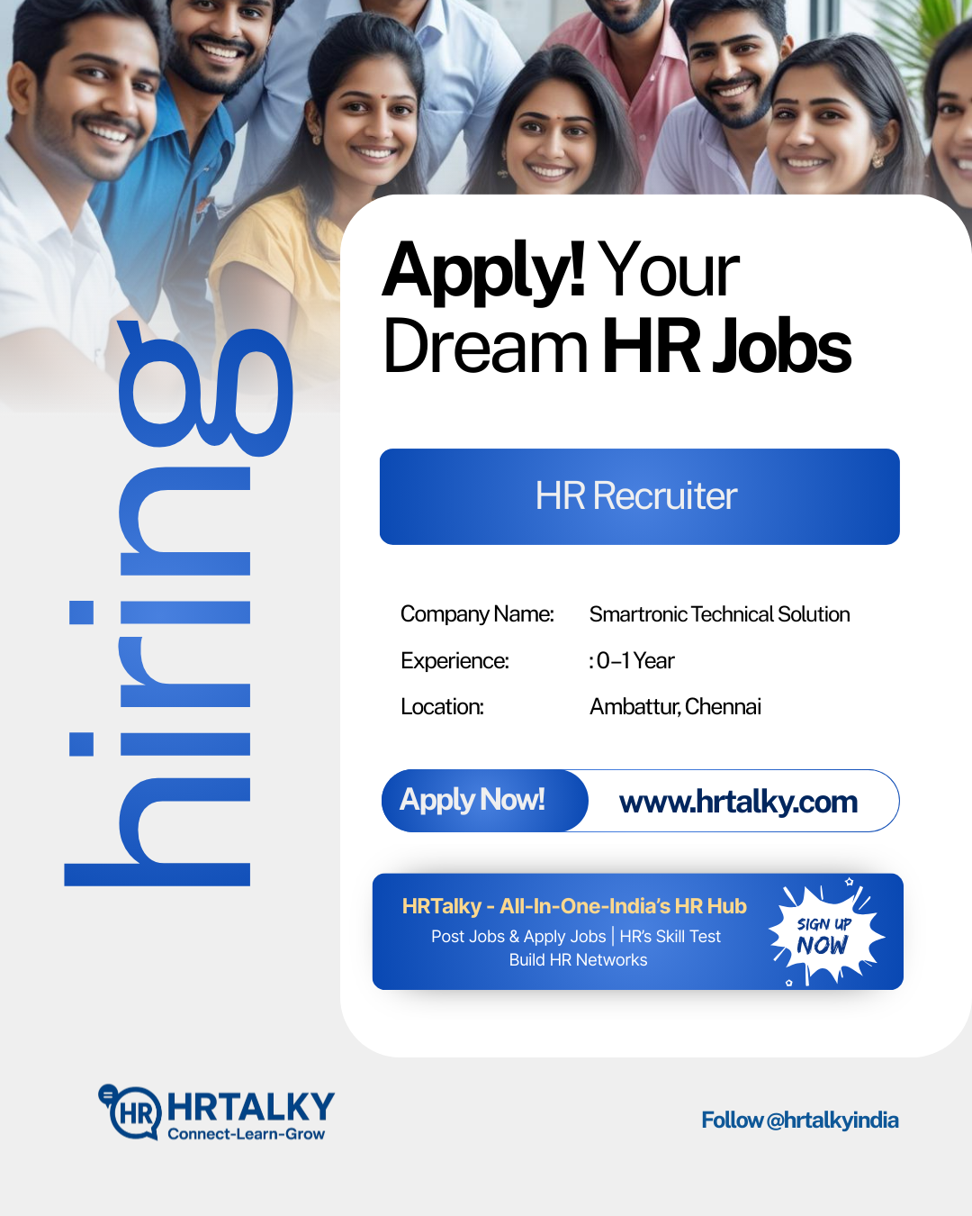 HR Recruiter Job in Chennai | Smartronic Technical Solution | Apply on HRTalky.com