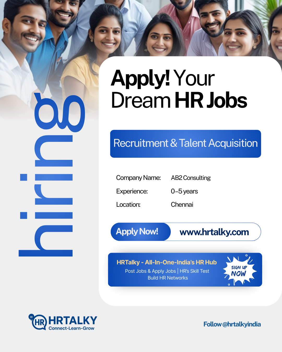 Recruitment & Talent Acquisition Jon in Chennai | AB2 Consulting | Apply on HRTalky.com