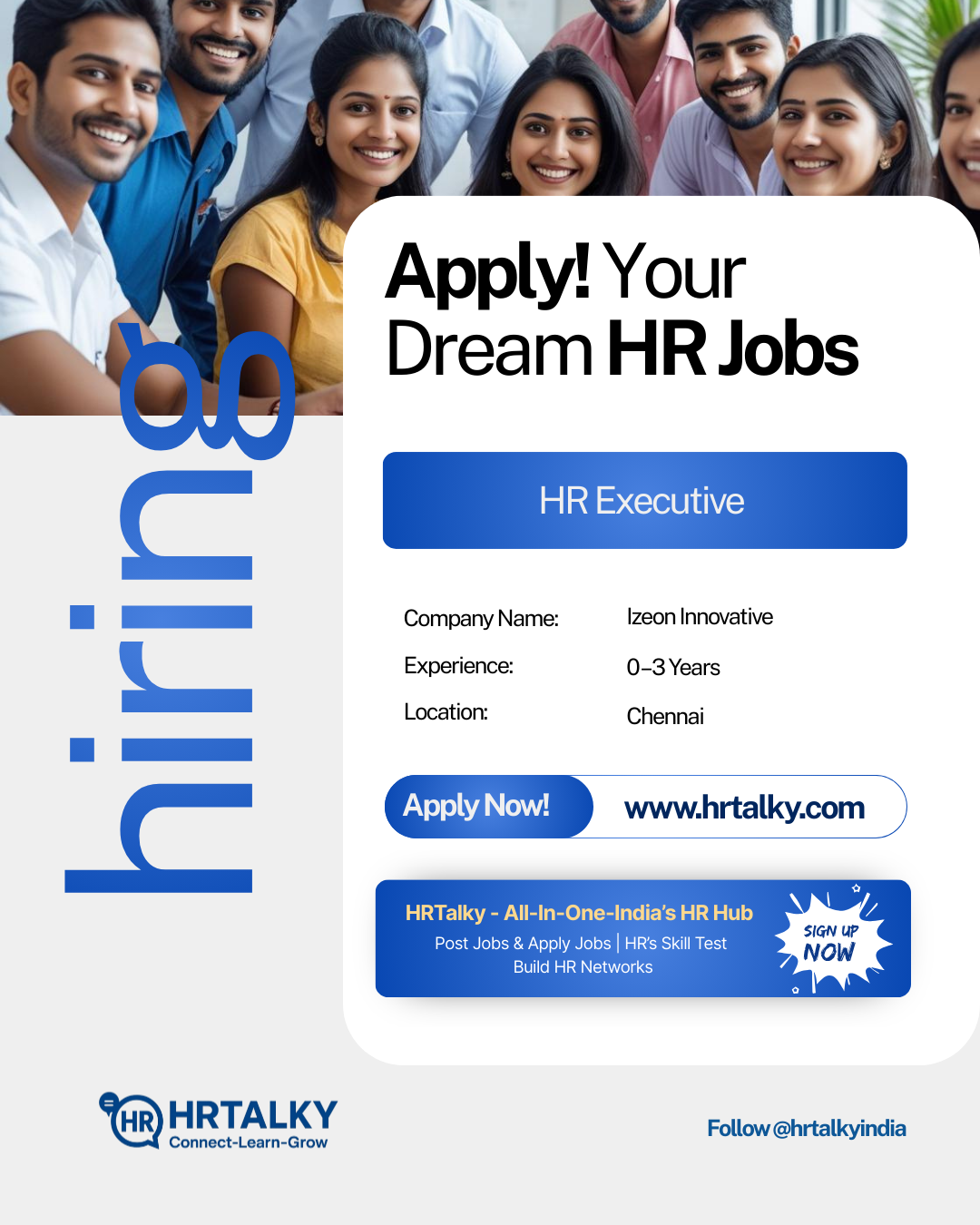 HR Executive Job in Chennai | Izeon Innovative | Apply on HRTalky.com