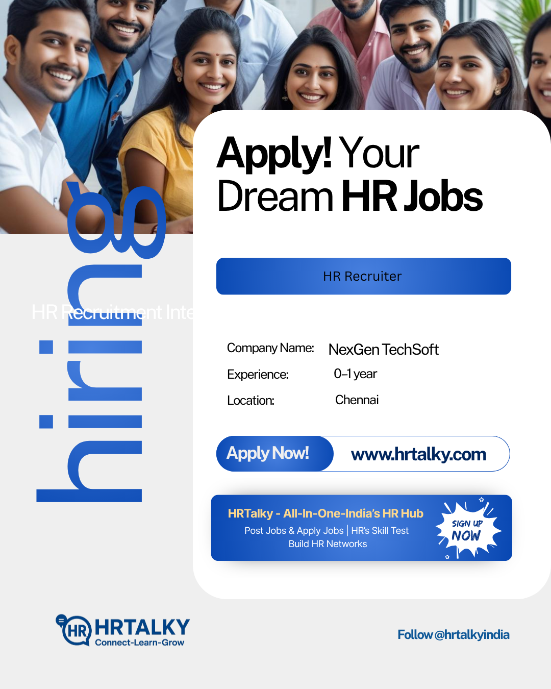Hr Recruiter Job in chennai |  NexGen TechSoft | Apply on HRTalky.com