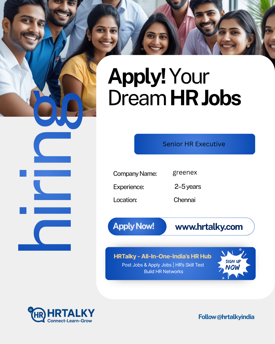 Senior HR Executive Job in chennai | Greenex | Apply on HRTalky.com
