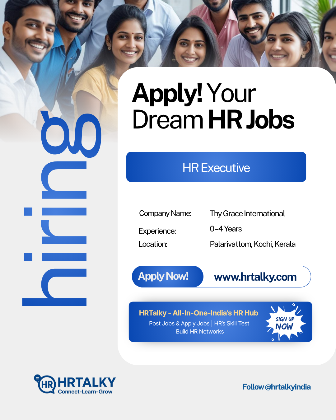 HR Executive | Thy Grace International (Cocokerala Tours) | Apply on HRTalky.com