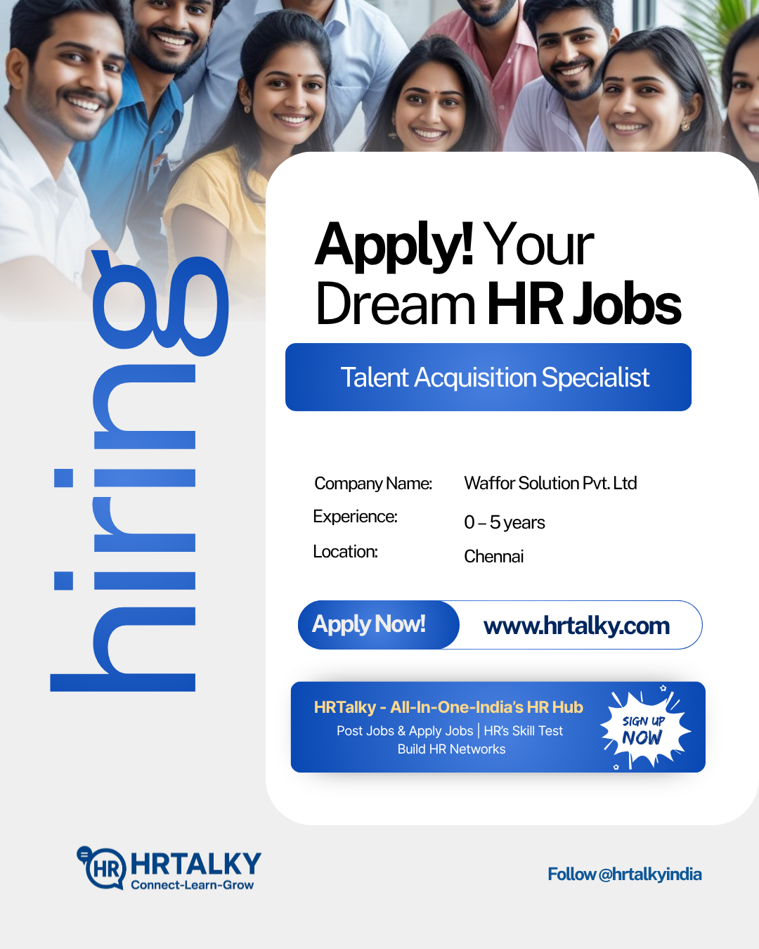 Talent Acquisition Specialist Job in chennai | Waffor Solution Pvt. Ltd | Apply on HRTalky.com