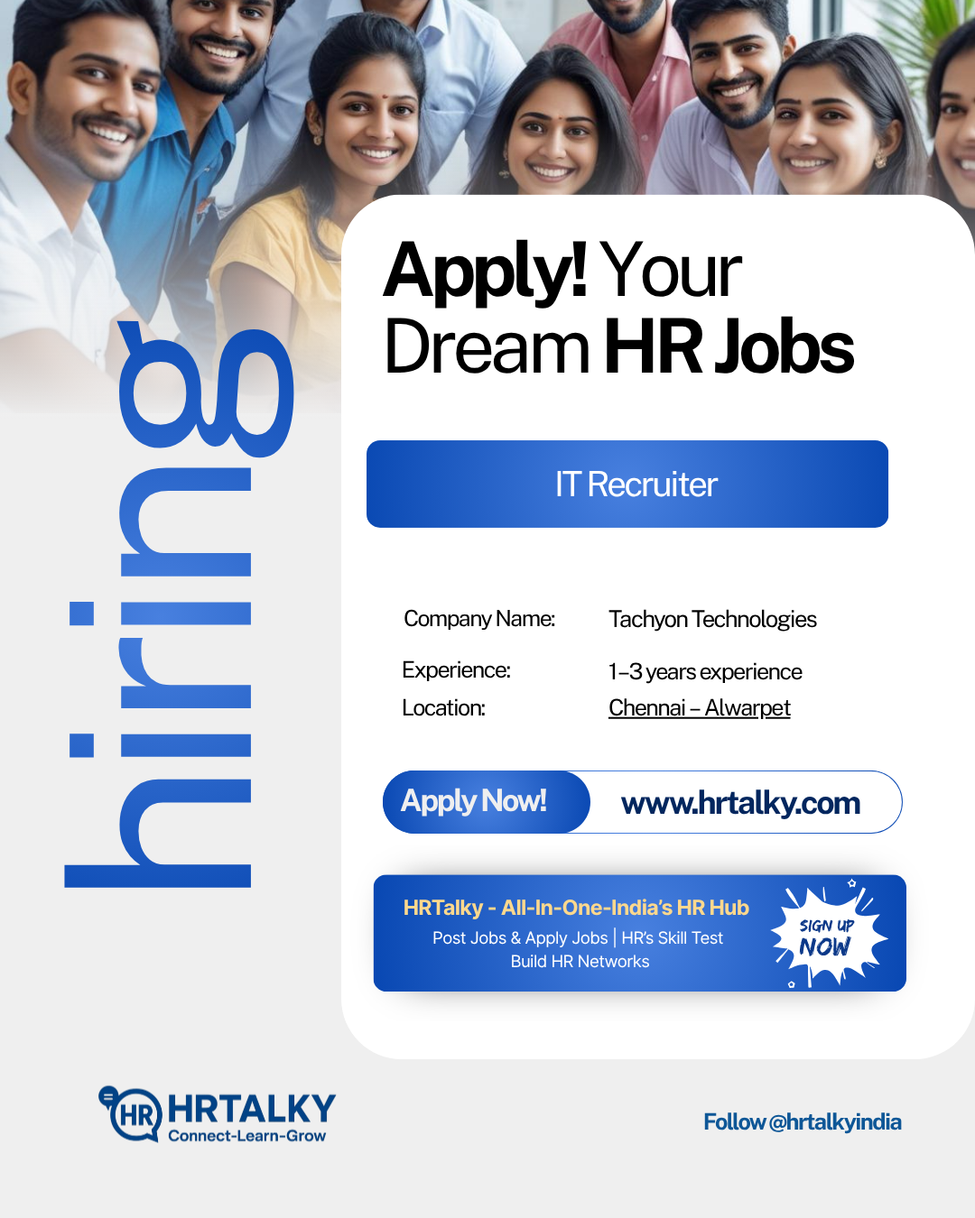 IT Recruiter Job in Chennai | Tachyon Technologies | Apply on HRTalky.com