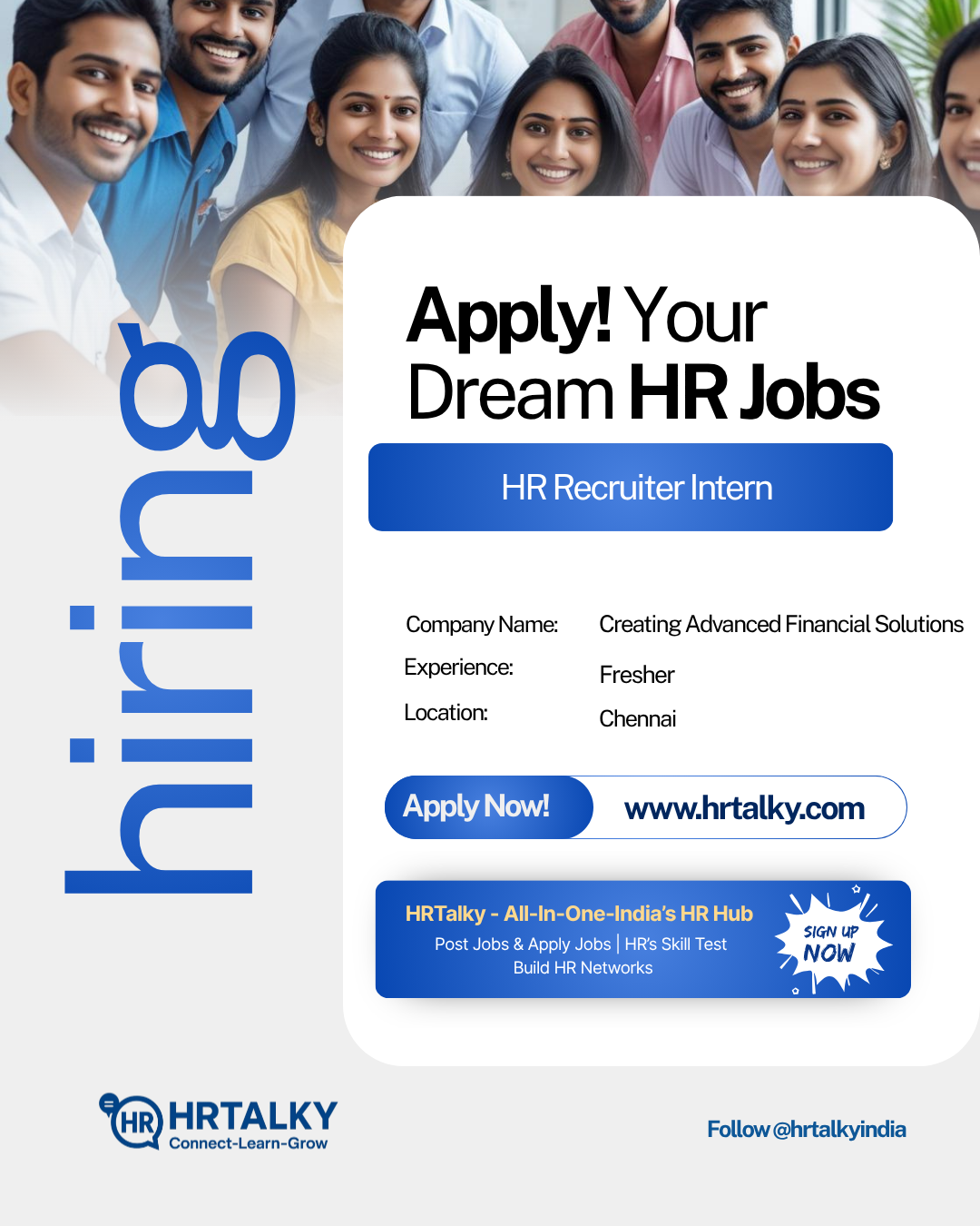 HR Recruiter Intern In chennai | Creating Advanced Financial Solutions | Apply on HRTalky.com