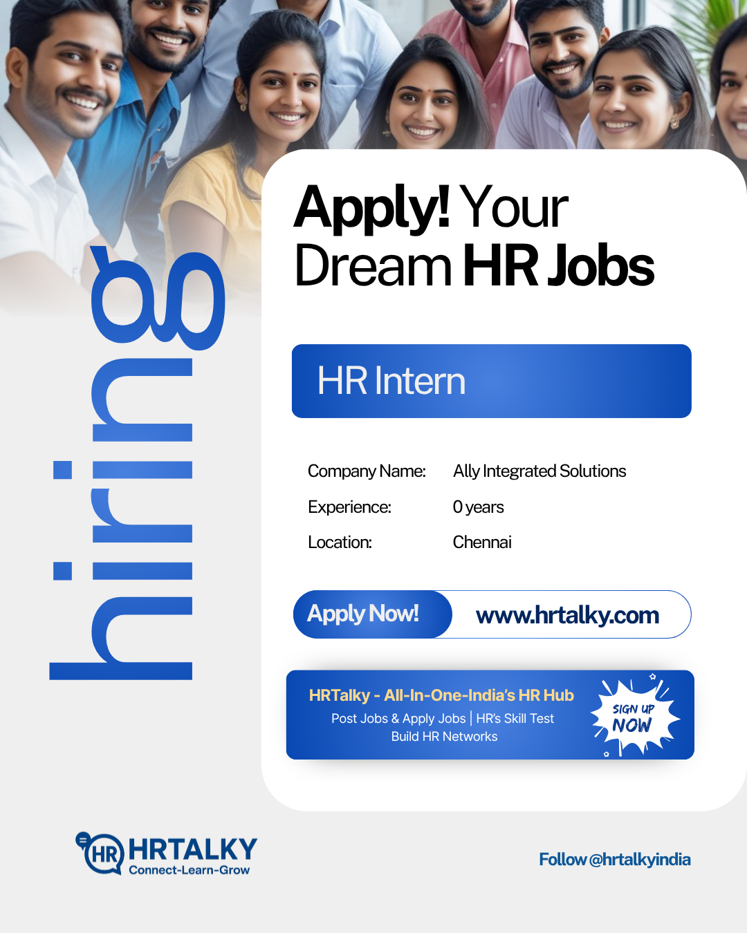 HR Intern Job in Chennai | Ally Integrated Solutions | Apply on HRTalky.com