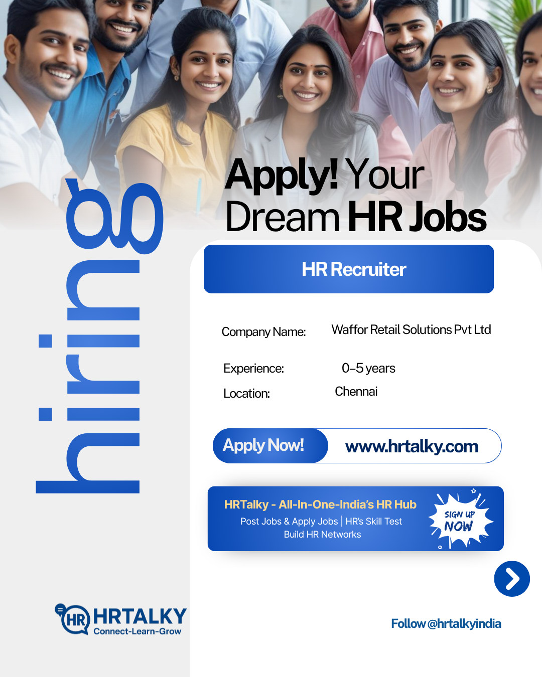 HR Recuiter Job in Chennai | Waffor Retail Solutions Pvt Ltd | Apply on HRTalky.com