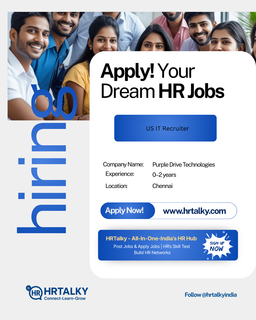 US IT Recruiter Job in chennai | Purple drive technologies | Apply on HRTalky.com