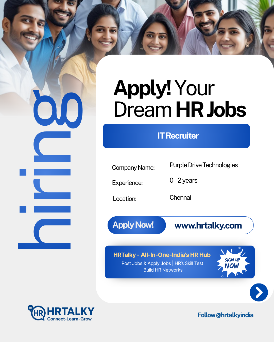 IT Recruiter Job in Chennai | Purple Drive Technologies | Apply on HRTalky.com