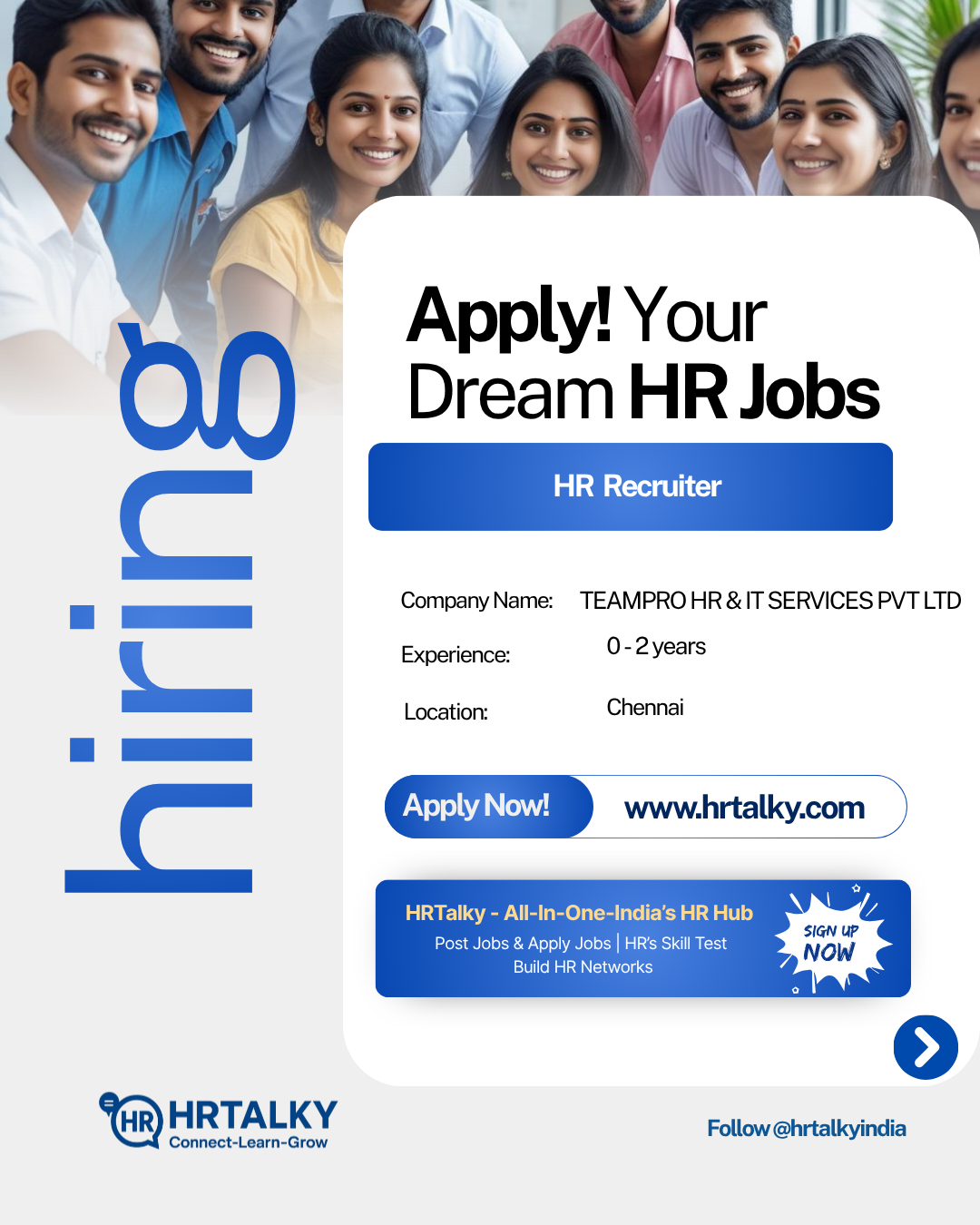 HR Recruiter Job in Chennai |  TEAMPRO HR & IT SERVICES PVT LTD | Apply on HRTalky.com