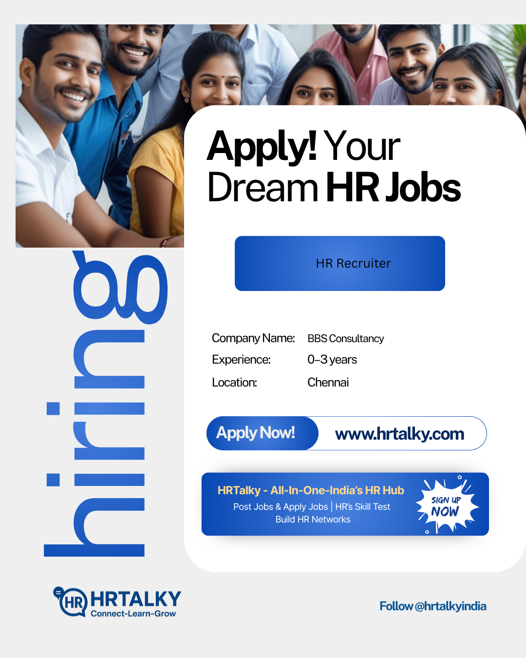 Hr Recruiter Job in chennai | BBS Consultancy | Apply on HRTalky.com