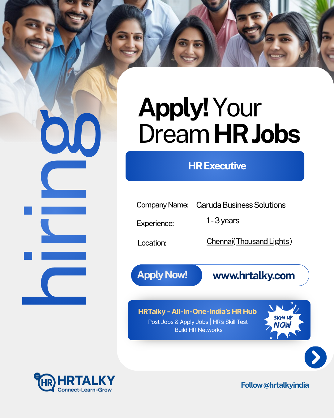 HR Executive Job in Chennai | Garuda Business Solutions | Apply on HRTalky.com