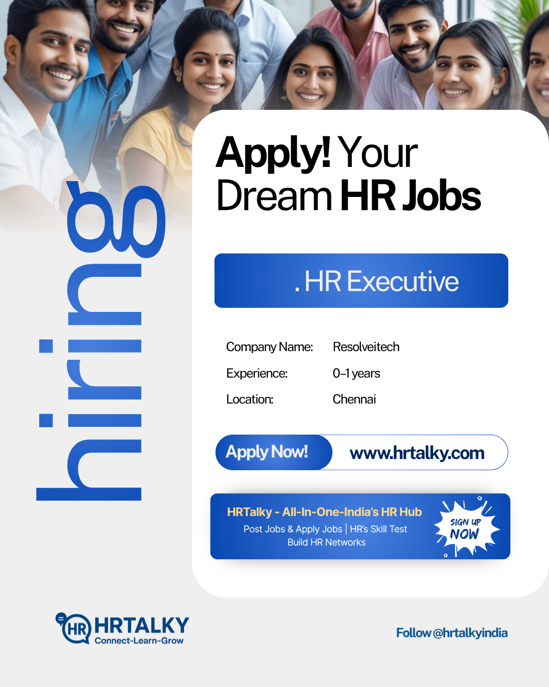 HR Executive Job in Chennai |  Resolveitech (Education / Immigration Sector) | Apply on HRTalky.com