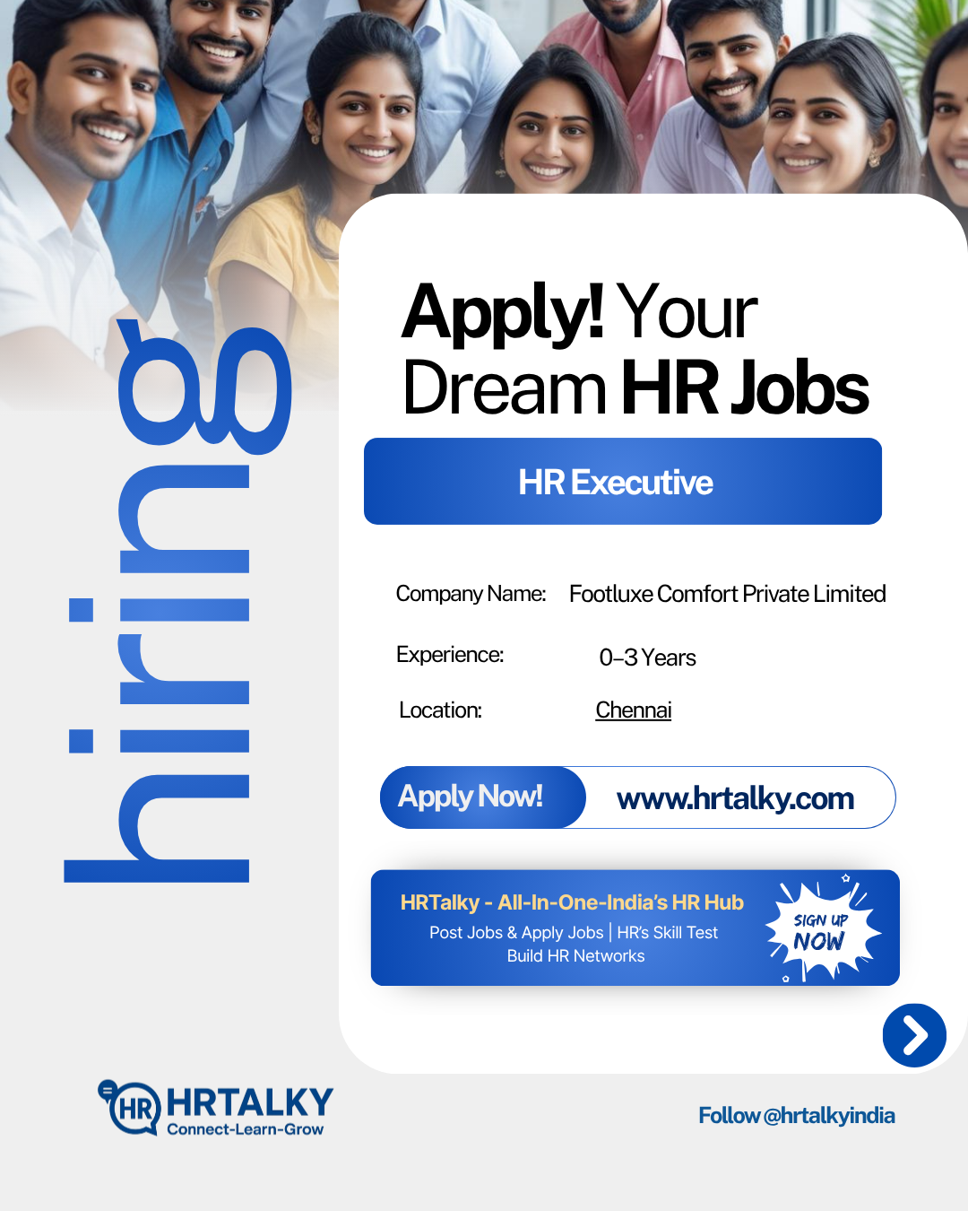 HR Executive Job in Chennai | Footluxe Comfort Private Limited | Apply on HRTalky.com