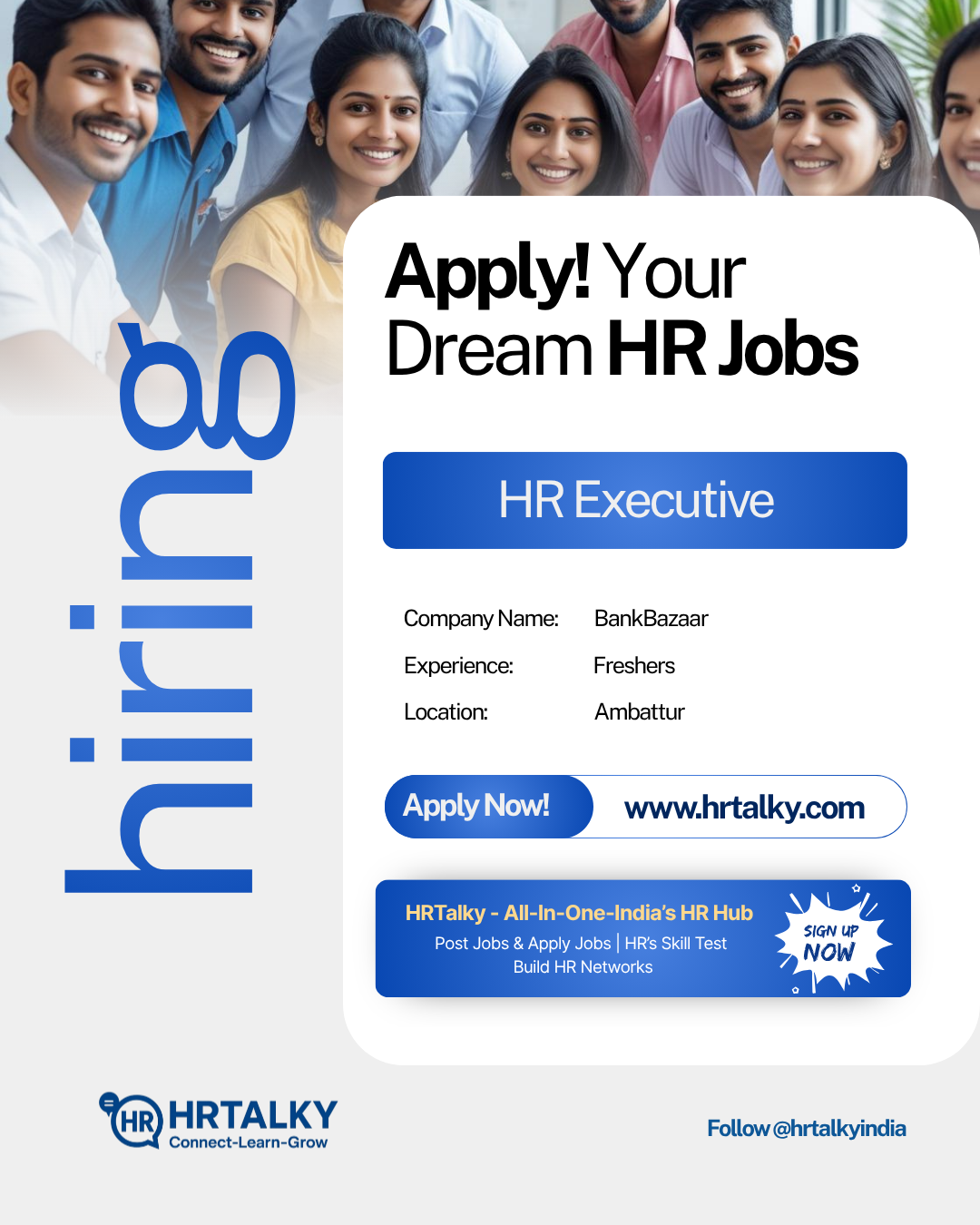 HR Executive Job in chennai | BankBazaar | Apply on HRTalky.com