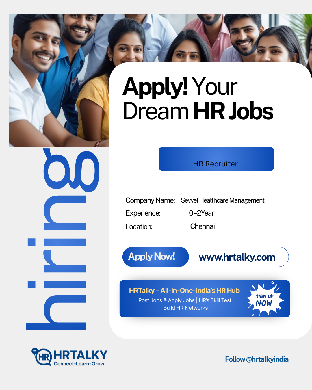 HR  Recruiter Job in Chennai | Sevvel Healthcare Management | Apply on HRTalky.com