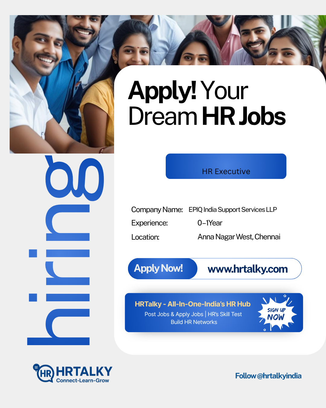 HR Executive Job in Chennai | EPIQ India Support Services LLP| Apply on HRTalky.com