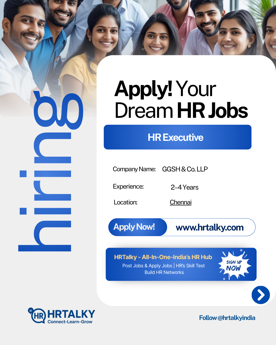 HR Executive Job in Chennai | GGSH & Co. LLP | Apply on HRTalky.com