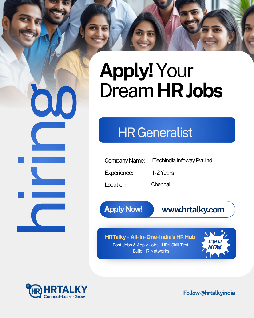 HR Generalist Job in chennai | Techindia Infoway Pvt Ltd | Apply on HRTalky.com