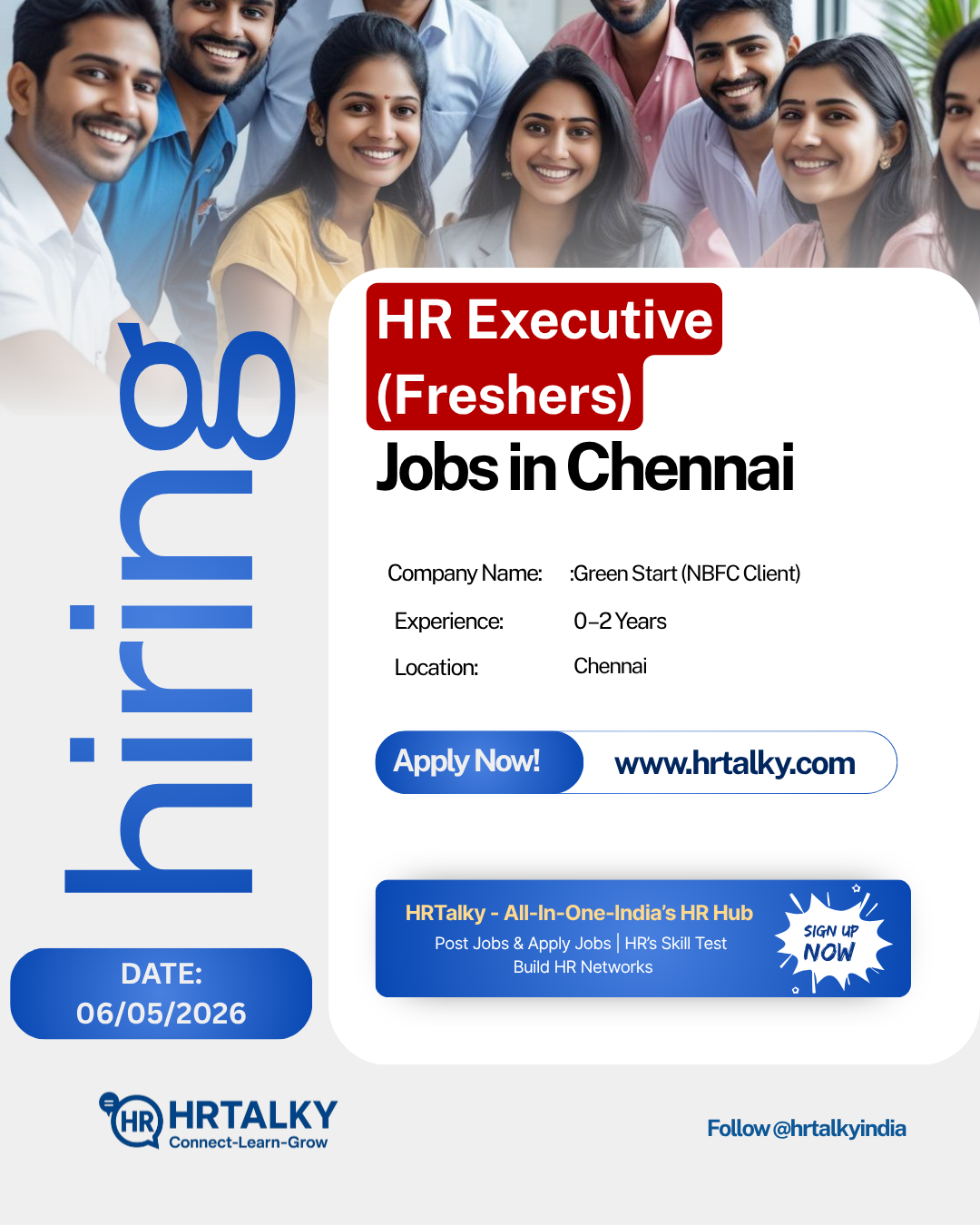 HR Recruiter Job in Chennai | Green Start (NBFC Client | Apply on HRTalky.com