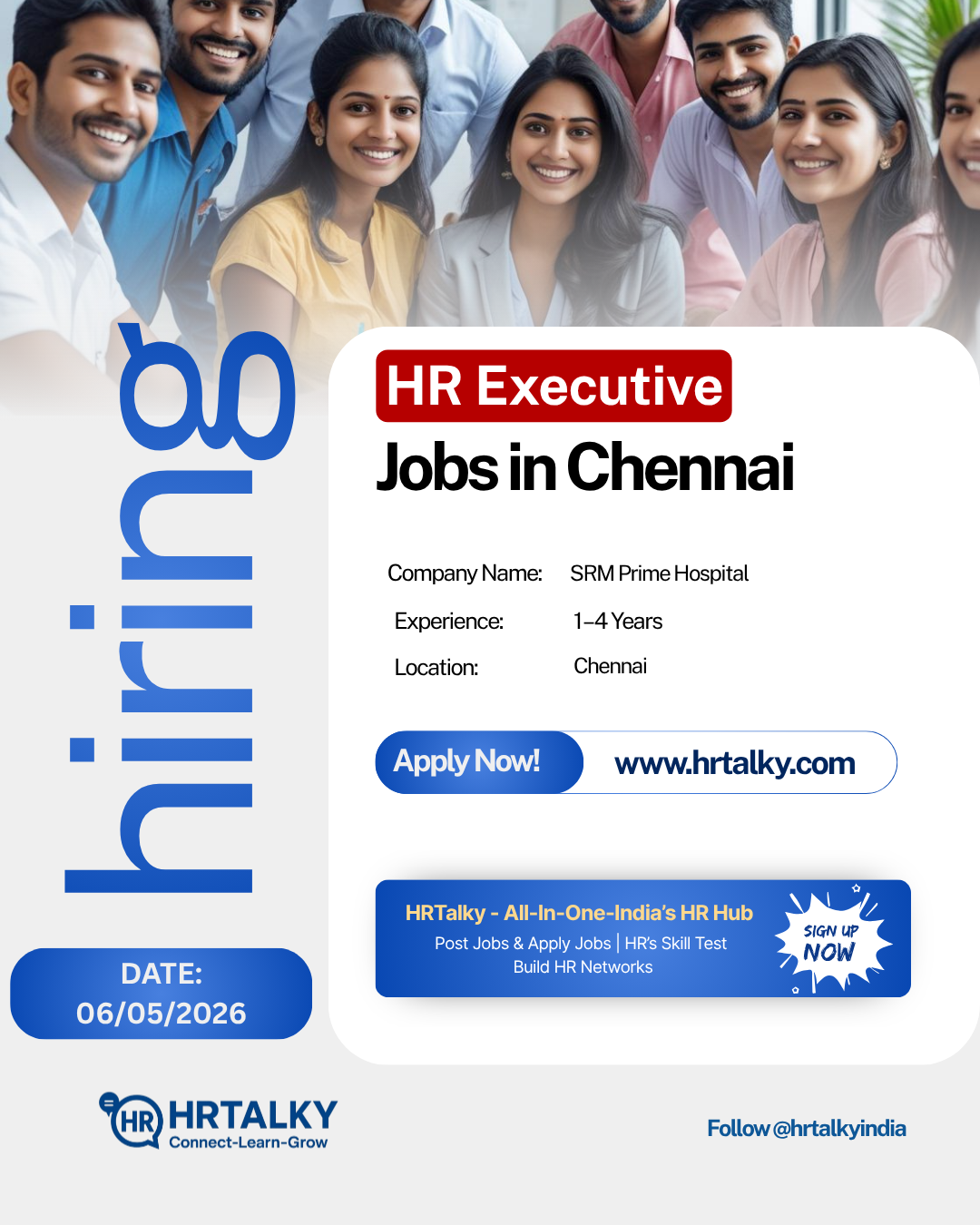 HR Recruiter Job in Chennai | SRM Prime Hospital | Apply on HRTalky.com
