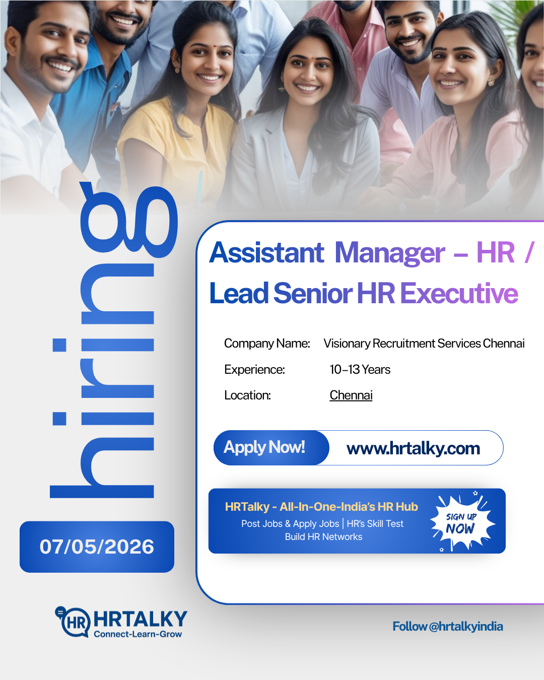 Assistant Manager – HR / Lead Senior HR Executive
