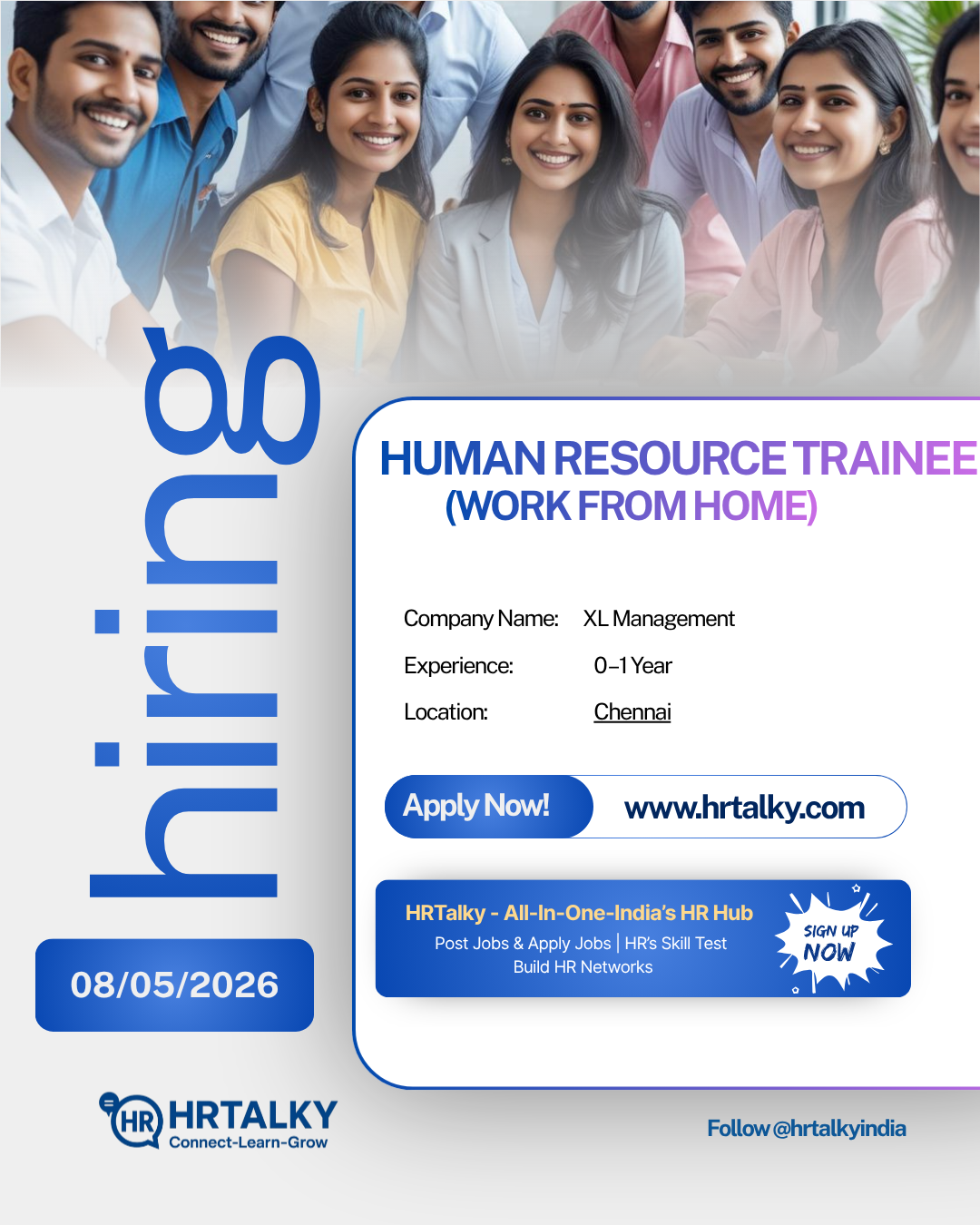 HR Recruiter Job in Chennai | XL Management | Apply on HRTalky.com