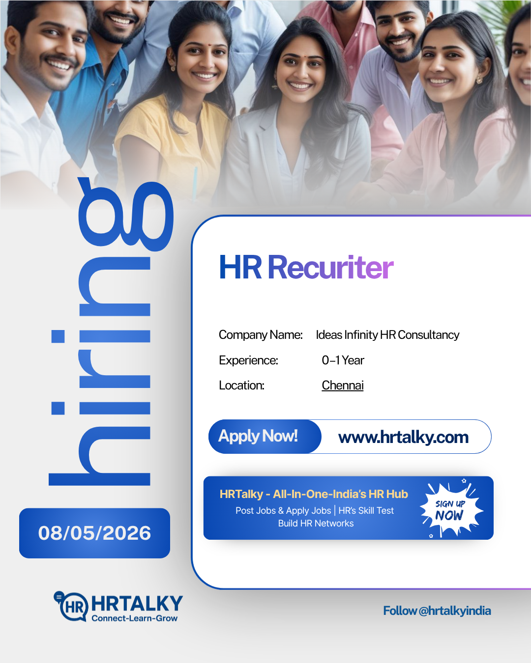 HR Recruiter Job in Chennai |Ideas Infinity HR Consultancy | Apply on HRTalky.com
