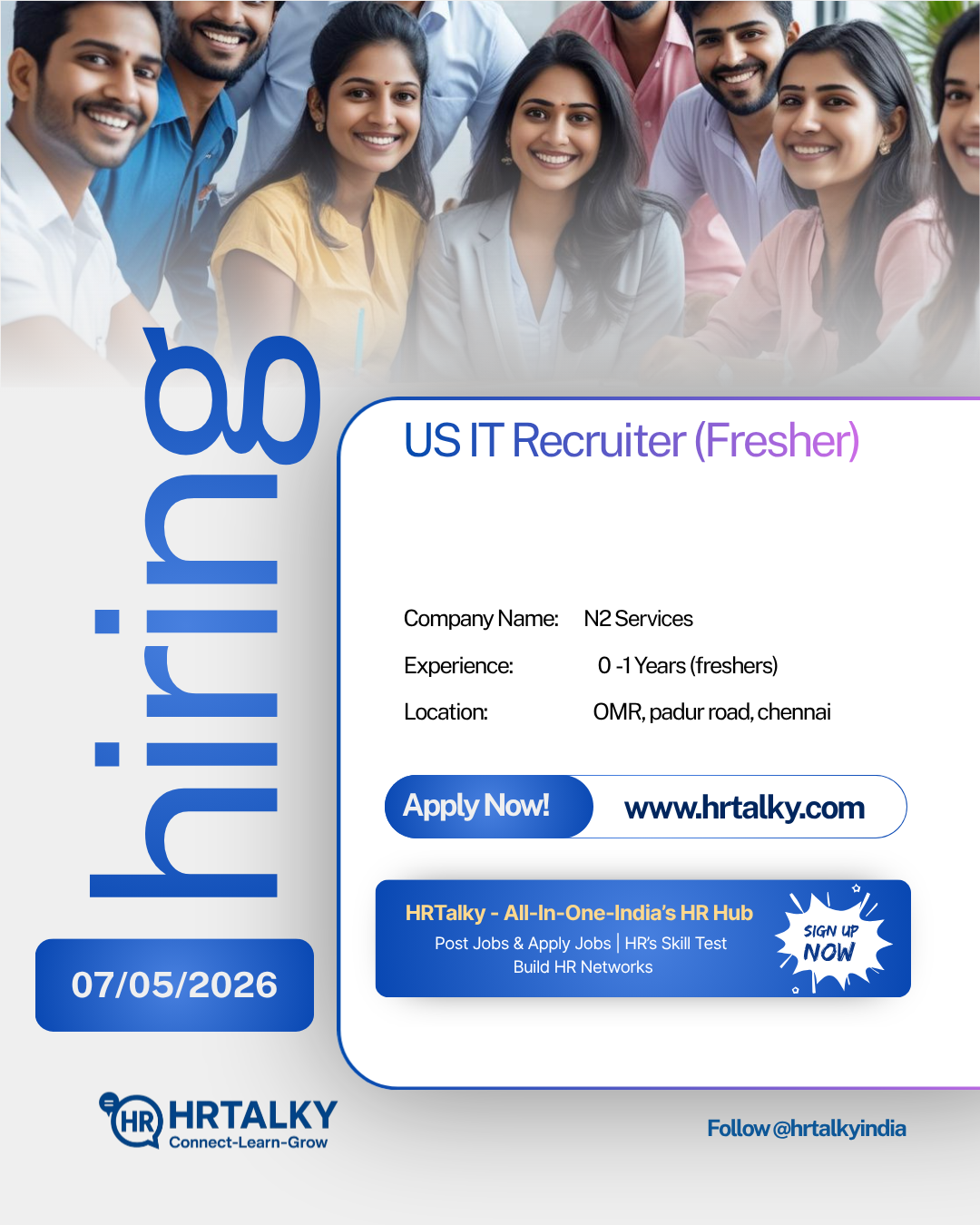 US IT Recruiter (Fresher) Jobs in Chennai | N2 Services | Apply on hrtalkys