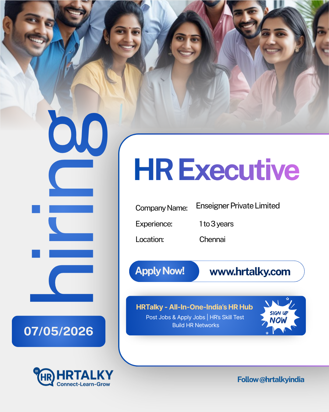 HR Executive jobs in Chennai| Enseigner Private Limited| apply on hrtalkys