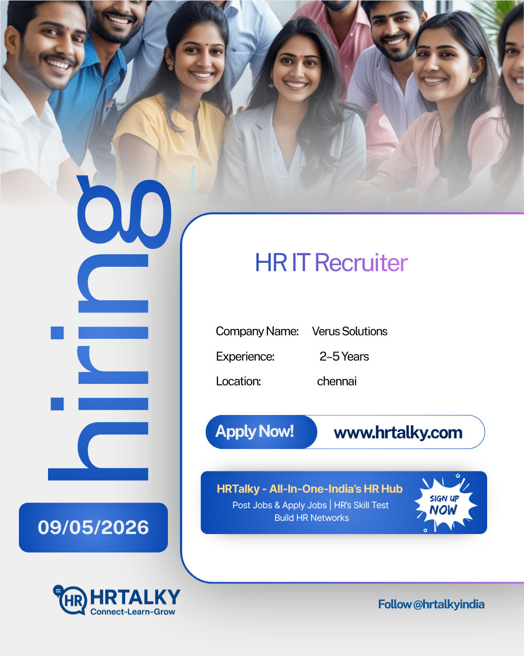 HR IT Recruiter in Chenna| Verus Solutions| Apply on hrtalky