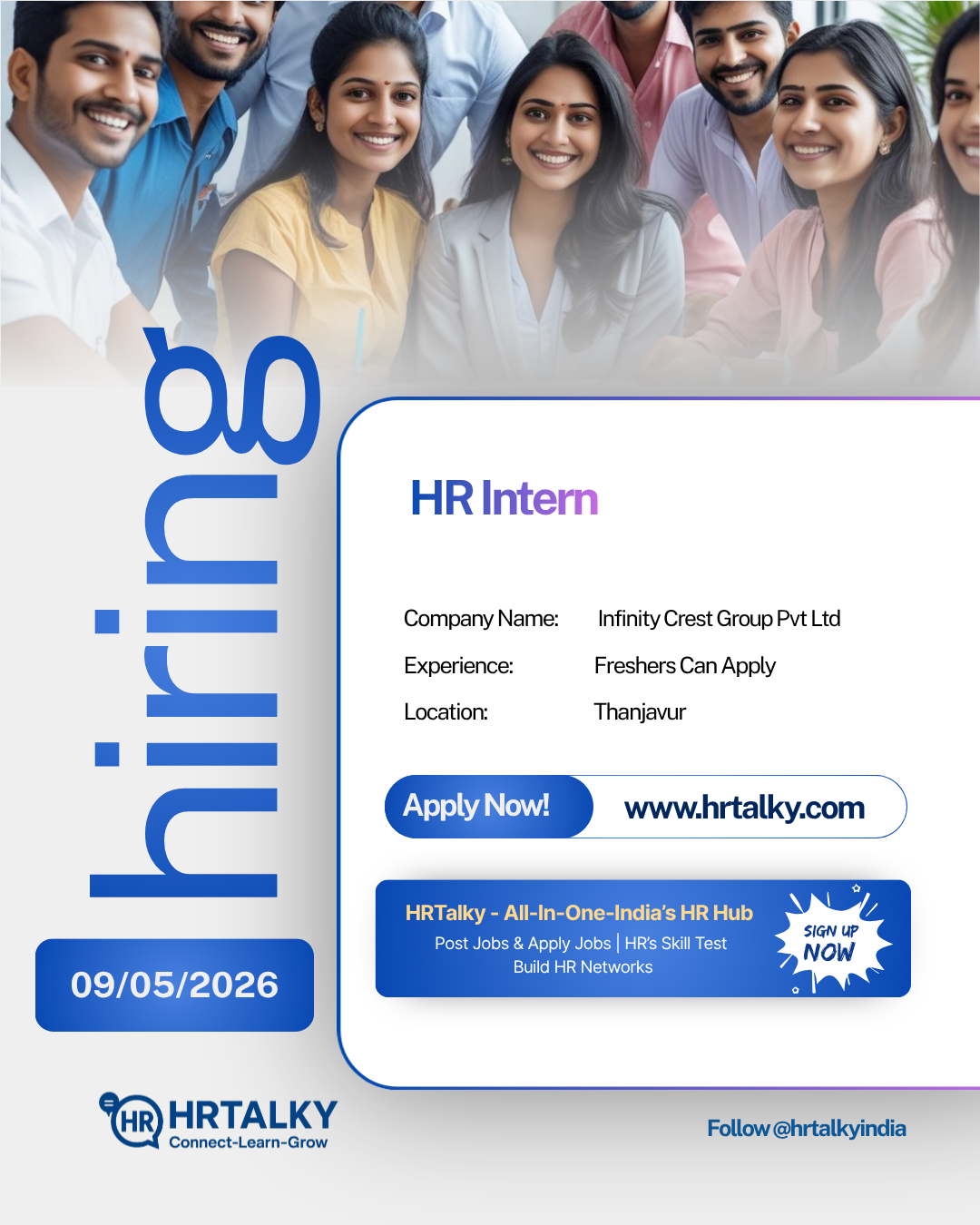 HR Intern jobs in Thanjavur | Infinity Crest Group Pvt Ltd | Apply on hrtalky