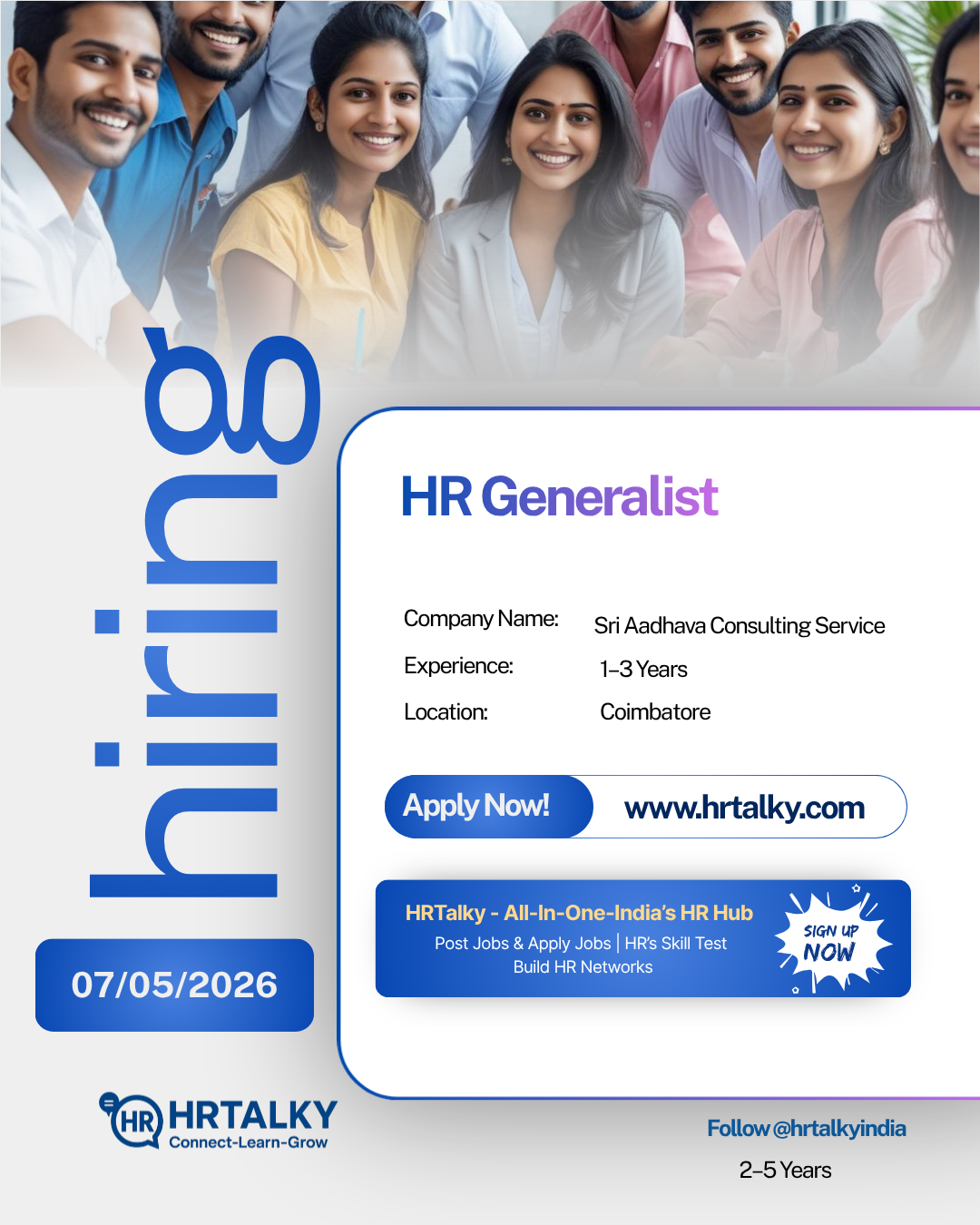HR Generalist jobs in Coimbatore| Sri Aadhava Consulting Service| Apply on hrtalky