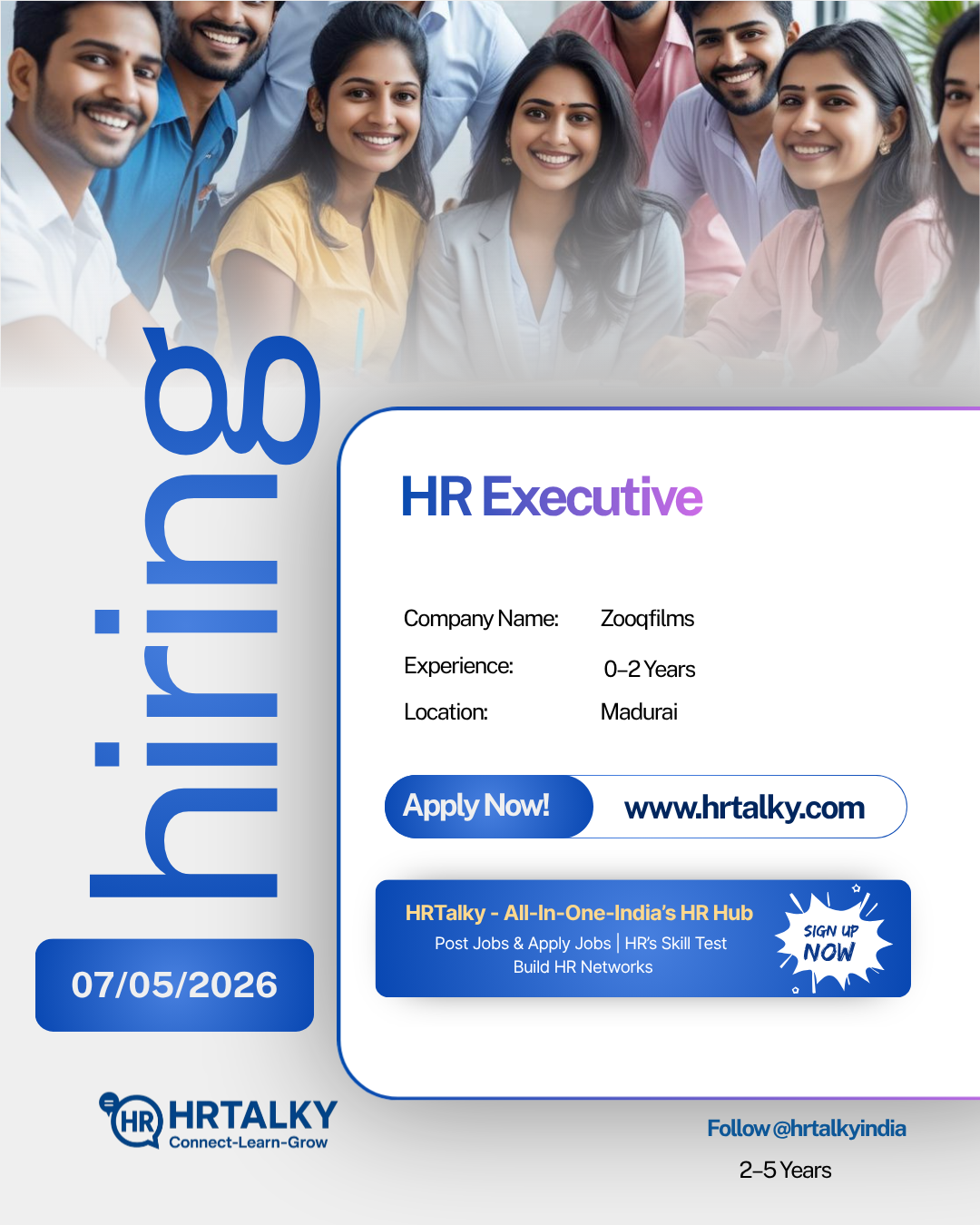 HR Executive jobs in Madhuri| Zooqfilms | Apply on hrtalky