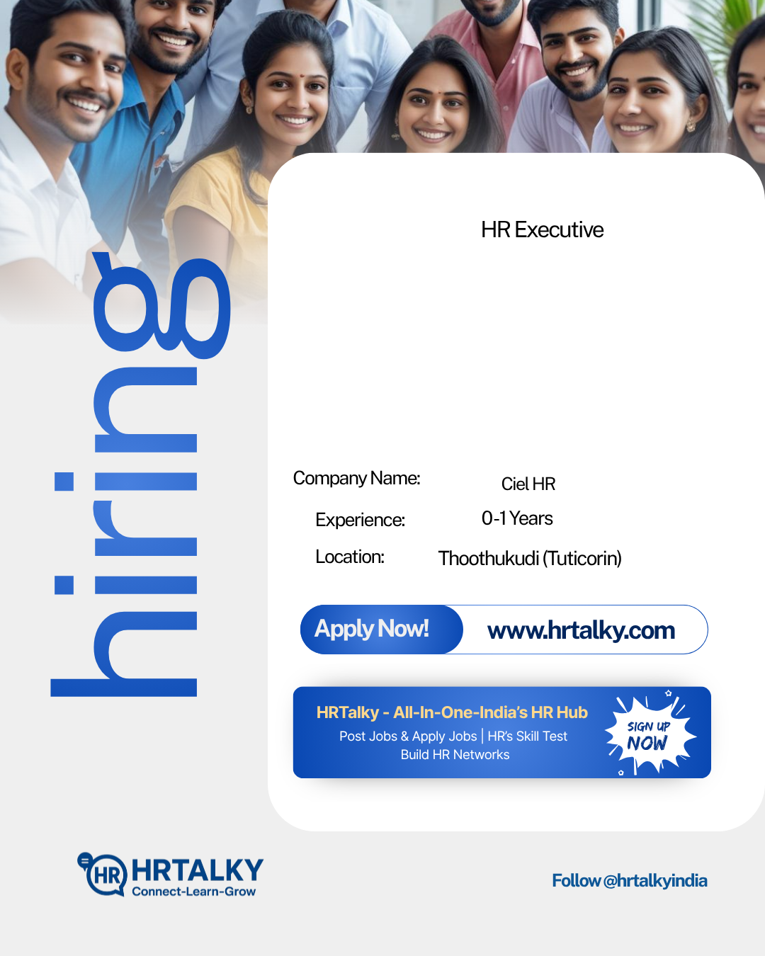 HR Executive in Thoothukudi (Tuticorin)| Ciel HR | Apply on hrtalkys