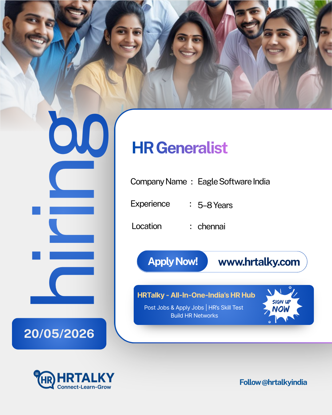 HR Generalist jobs in Chennai| Eagle Software India| Apply on hrtalky