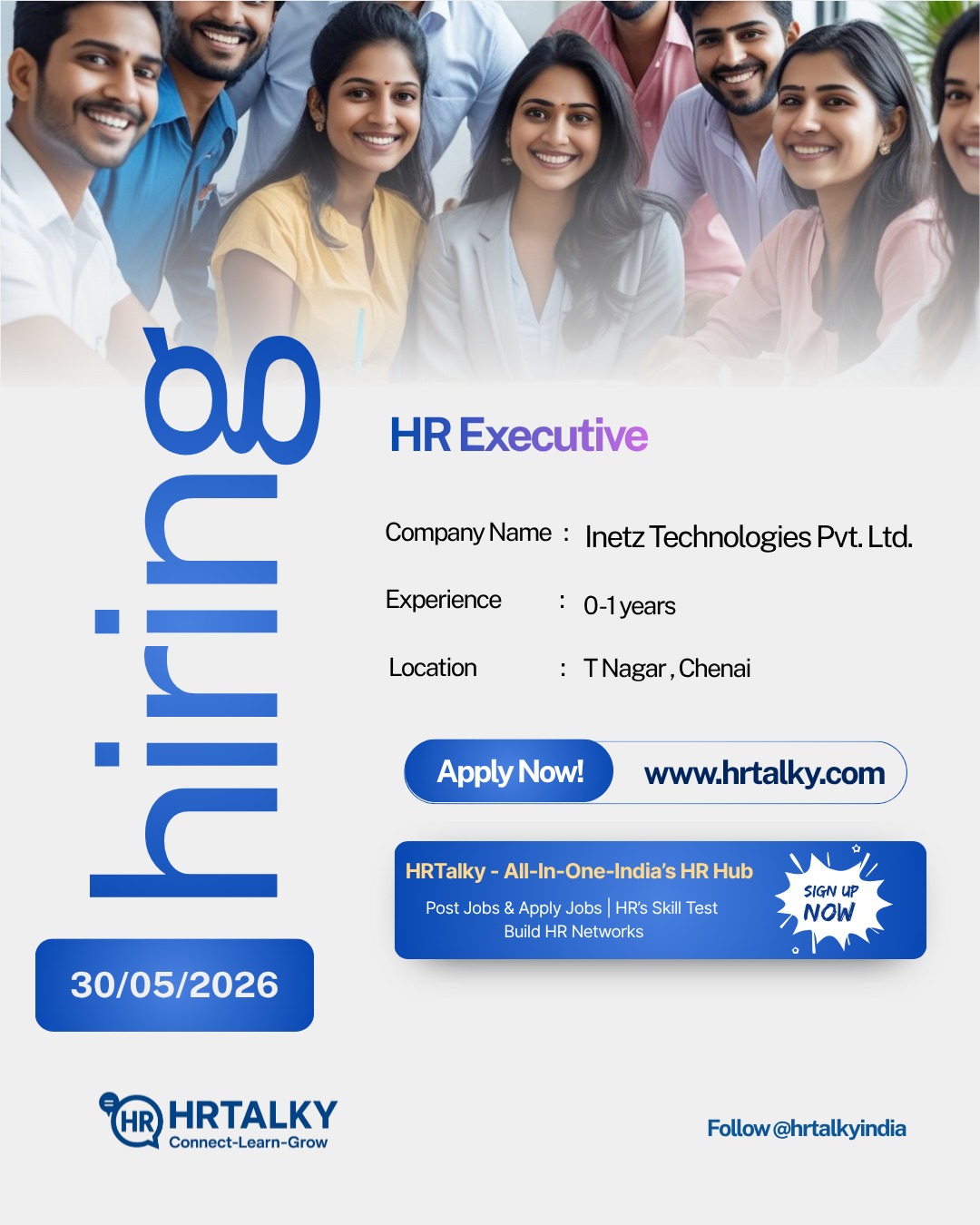 HR Executive jobs in Chennai| Inetz Technologies Pvt. Ltd| Apply on hrtalky