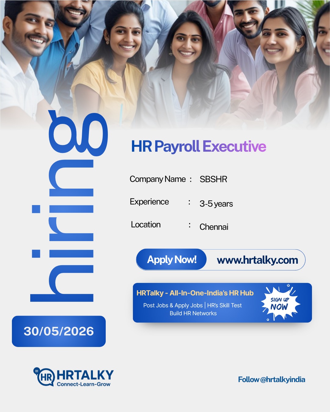 HR Payroll Executive jobs in chennai| SBSHR| Apply on hrtalky