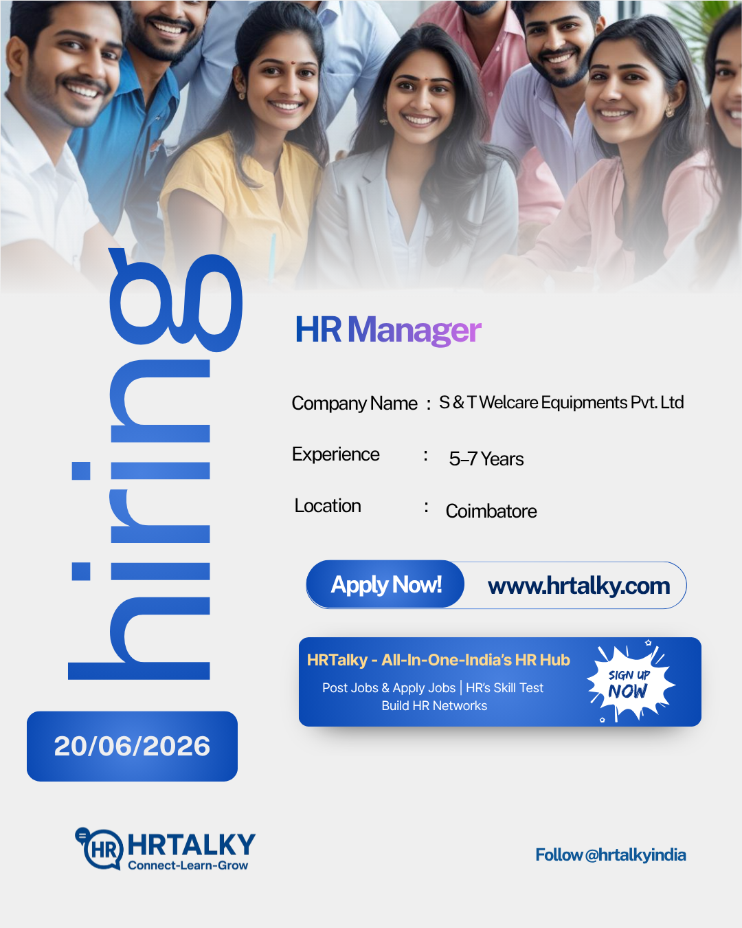 HR Manager job in Coimbatore | S & T Welcare Equipments Pvt. Ltd | Apply on HRTalky